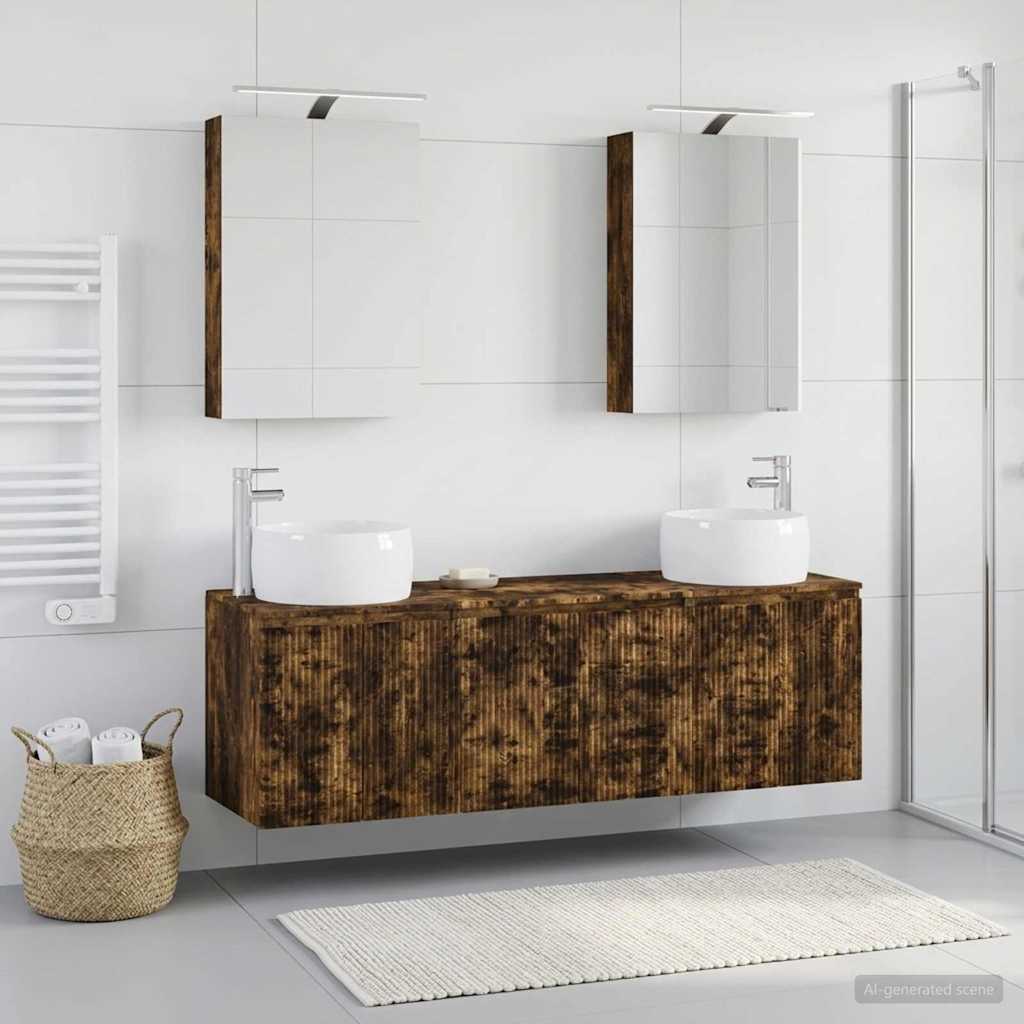 vidaXL Bathroom Cabinet Set 5 pcs Smoked Oak Engineered Wood 1