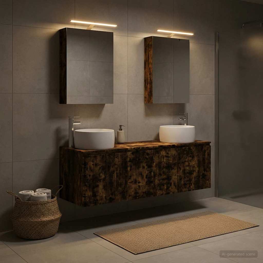 vidaXL Bathroom Cabinet Set 5 pcs Smoked Oak Engineered Wood 4