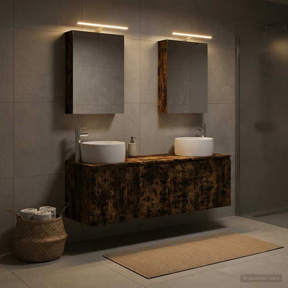 vidaXL Bathroom Cabinet Set 5 pcs Smoked Oak Engineered Wood 4