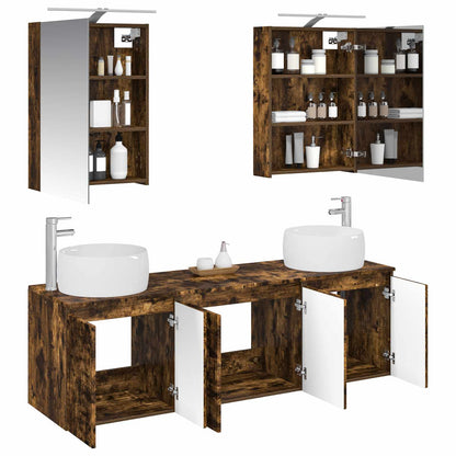 vidaXL Bathroom Cabinet Set 5 pcs Smoked Oak Engineered Wood 3