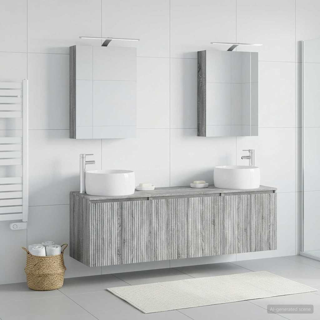 vidaXL Bathroom Cabinet Set 5 pcs Grey Sonoma Engineered Wood 4