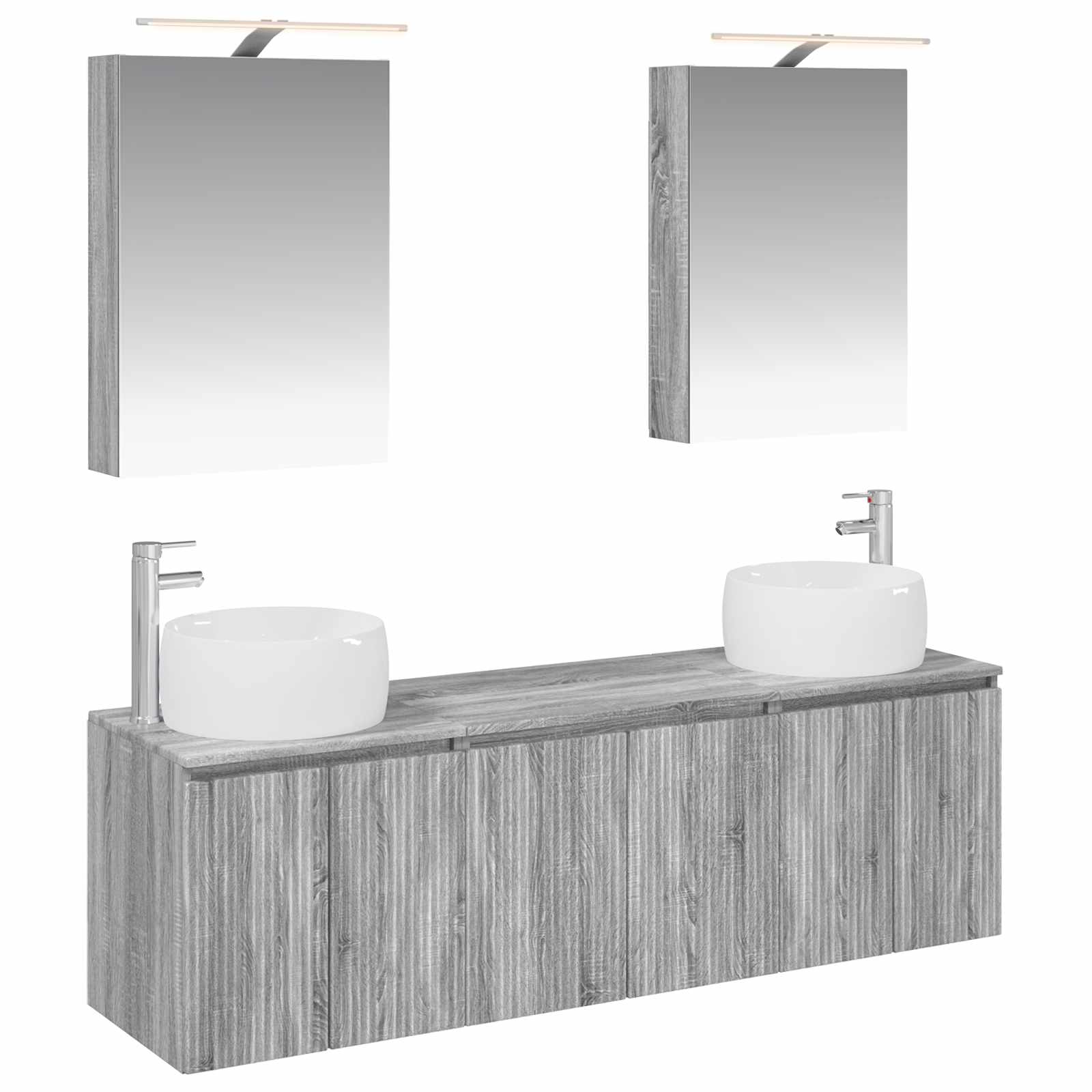 vidaXL Bathroom Cabinet Set 5 pcs Grey Sonoma Engineered Wood 2
