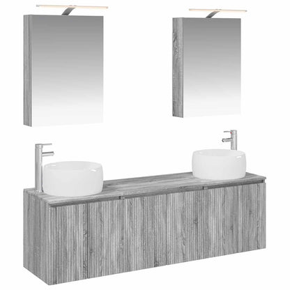 vidaXL Bathroom Cabinet Set 5 pcs Grey Sonoma Engineered Wood 2