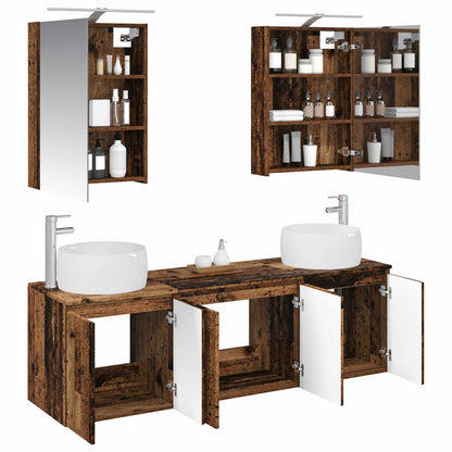 vidaXL Bathroom Cabinet Set 5 pcs Old Wood Engineered Wood 3