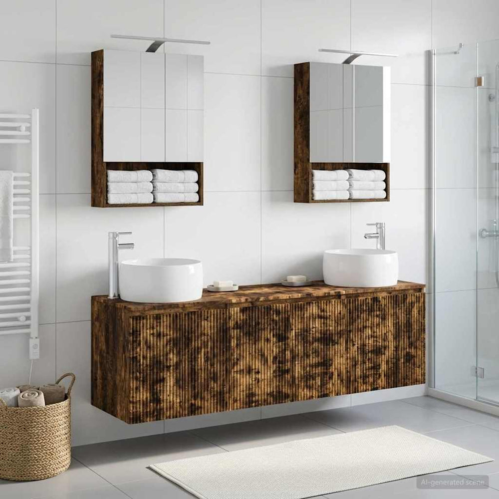 vidaXL Bathroom Cabinet Set 5 pcs Smoked Oak Engineered Wood