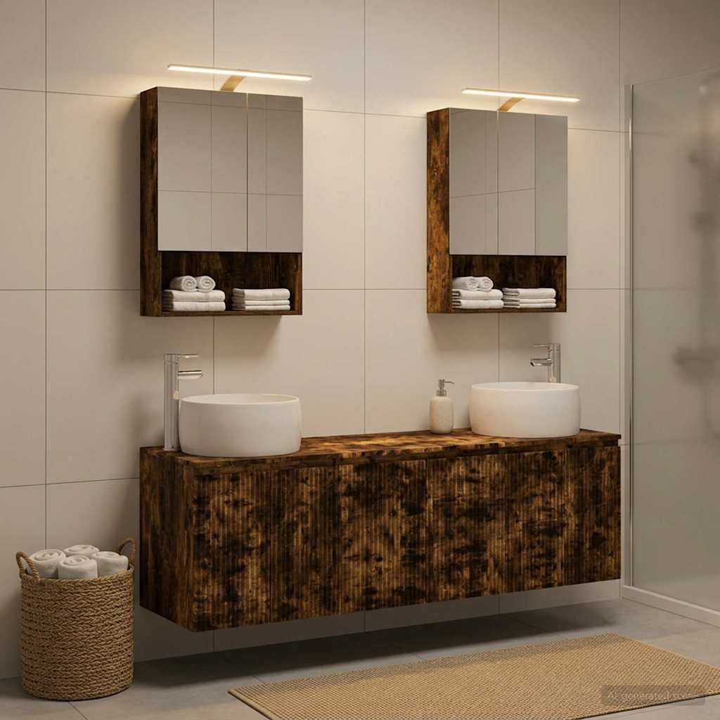 vidaXL Bathroom Cabinet Set 5 pcs Smoked Oak Engineered Wood 4