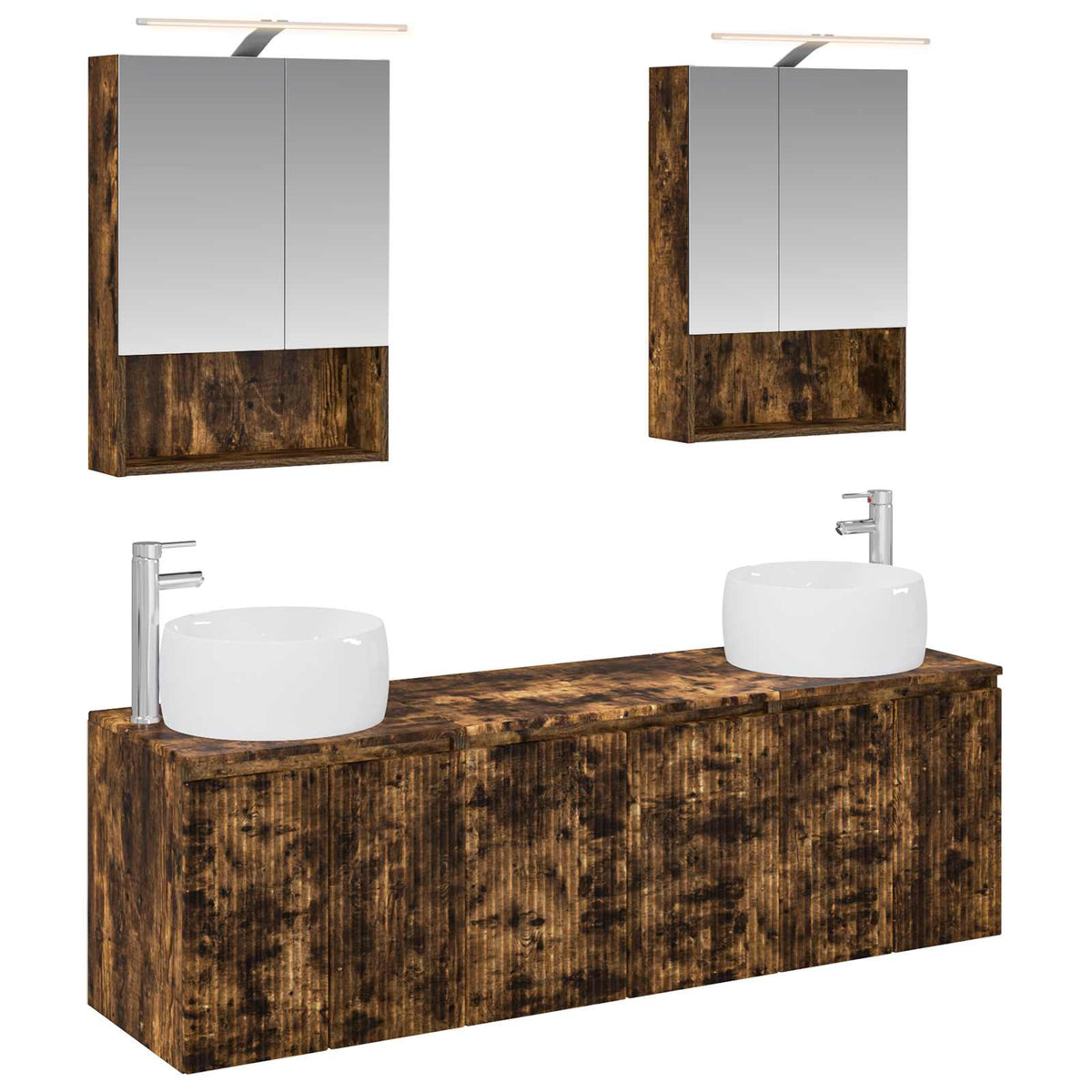 vidaXL Bathroom Cabinet Set 5 pcs Smoked Oak Engineered Wood 2