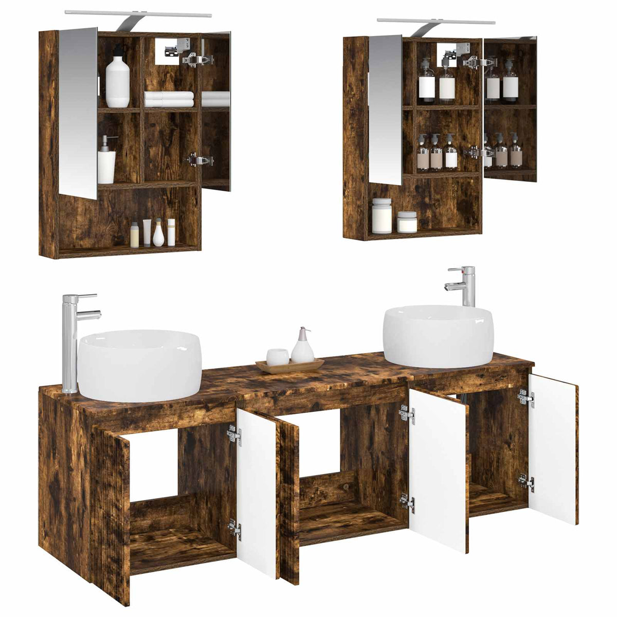 vidaXL Bathroom Cabinet Set 5 pcs Smoked Oak Engineered Wood 3