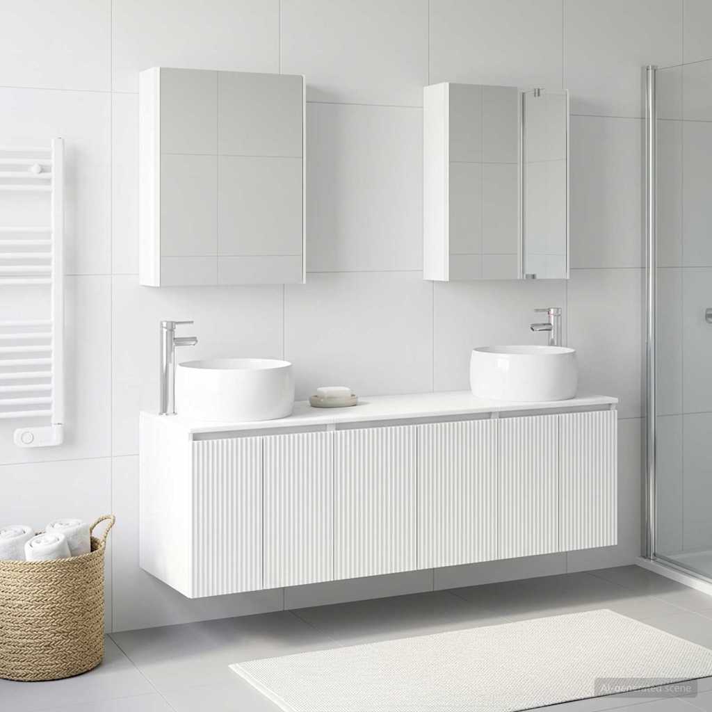 vidaXL Bathroom Cabinet Set 5 pcs White Engineered Wood 1