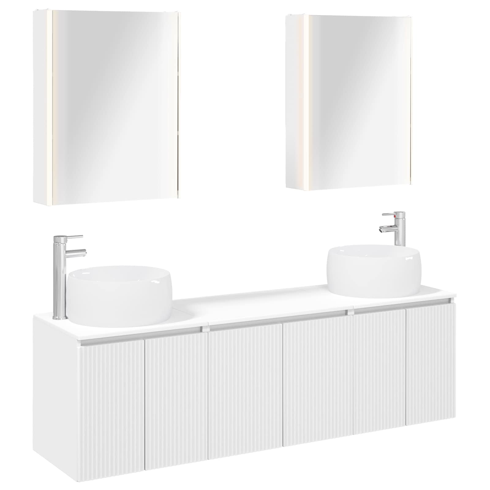 vidaXL Bathroom Cabinet Set 5 pcs White Engineered Wood 2