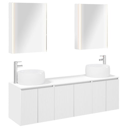 vidaXL Bathroom Cabinet Set 5 pcs White Engineered Wood 2