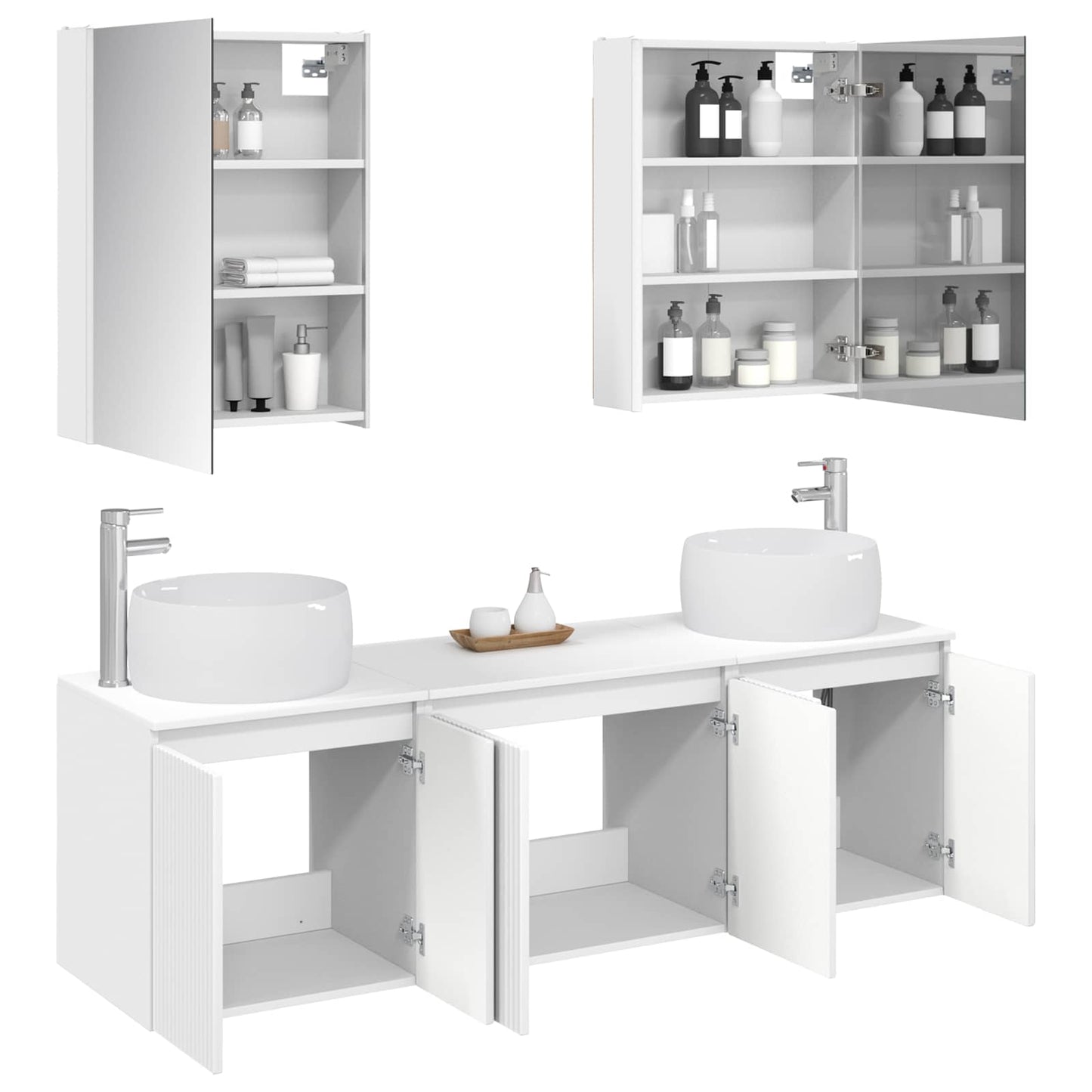 vidaXL Bathroom Cabinet Set 5 pcs White Engineered Wood 3
