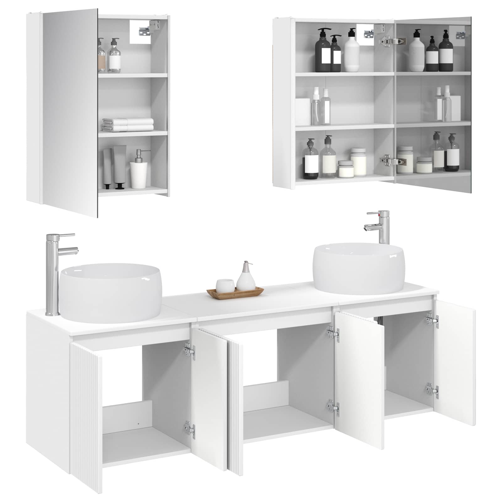 vidaXL Bathroom Cabinet Set 5 pcs White Engineered Wood 3