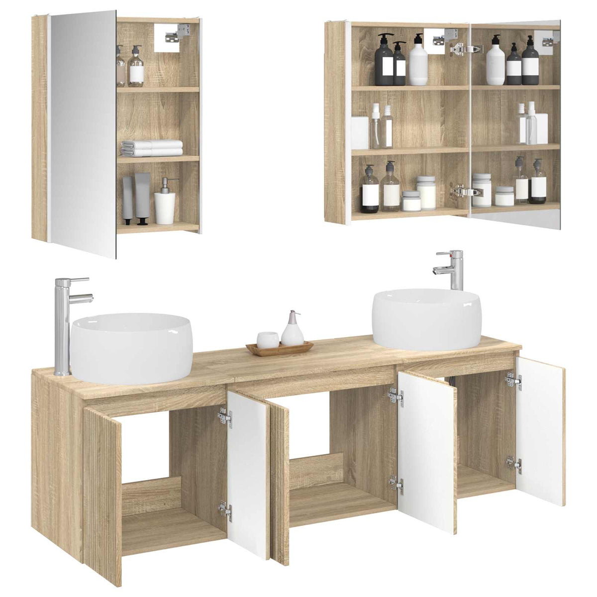vidaXL Bathroom Cabinet Set 5 pcs Sonoma Oak Engineered Wood 3