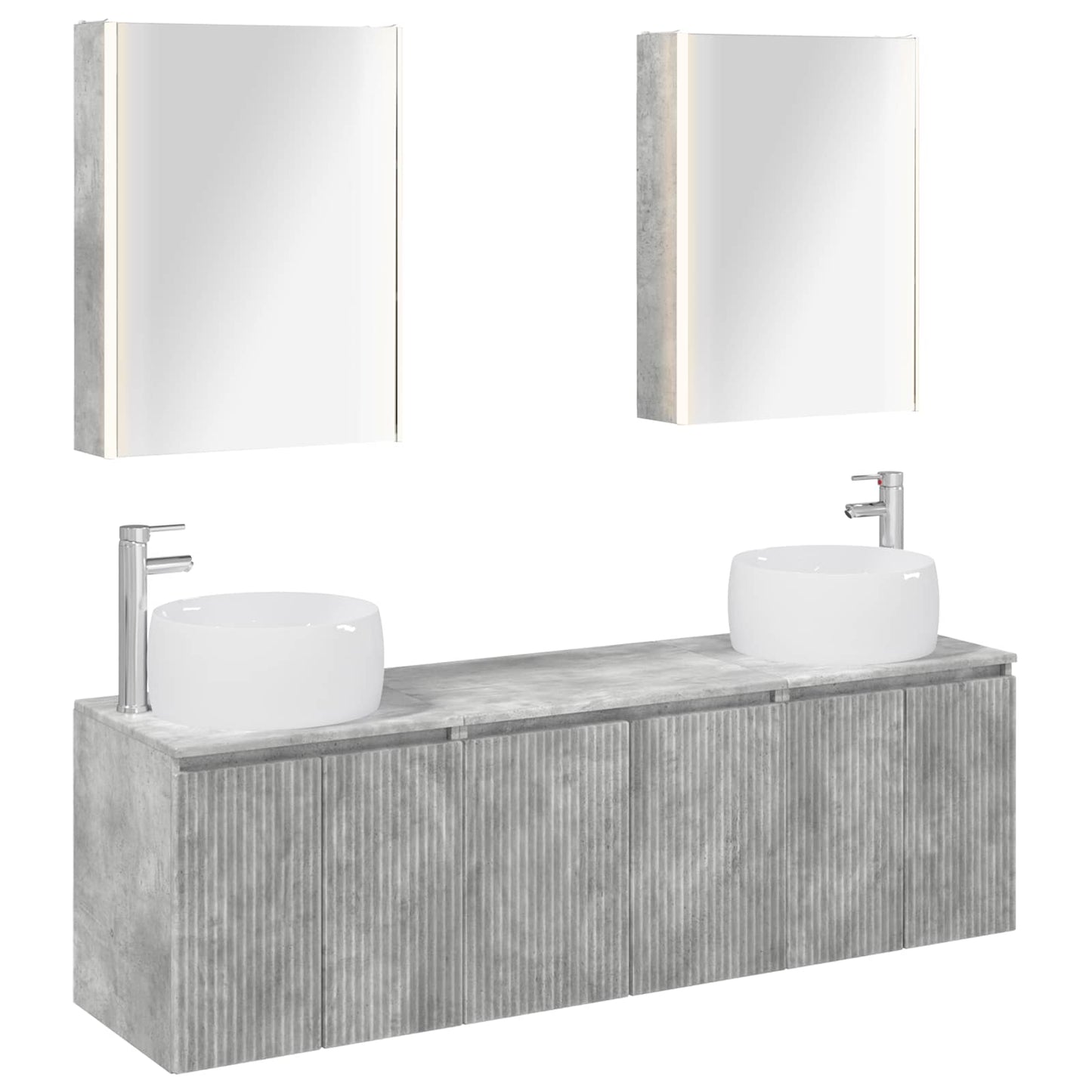 vidaXL Bathroom Cabinet Set 5 pcs Concrete Grey Engineered Wood 2
