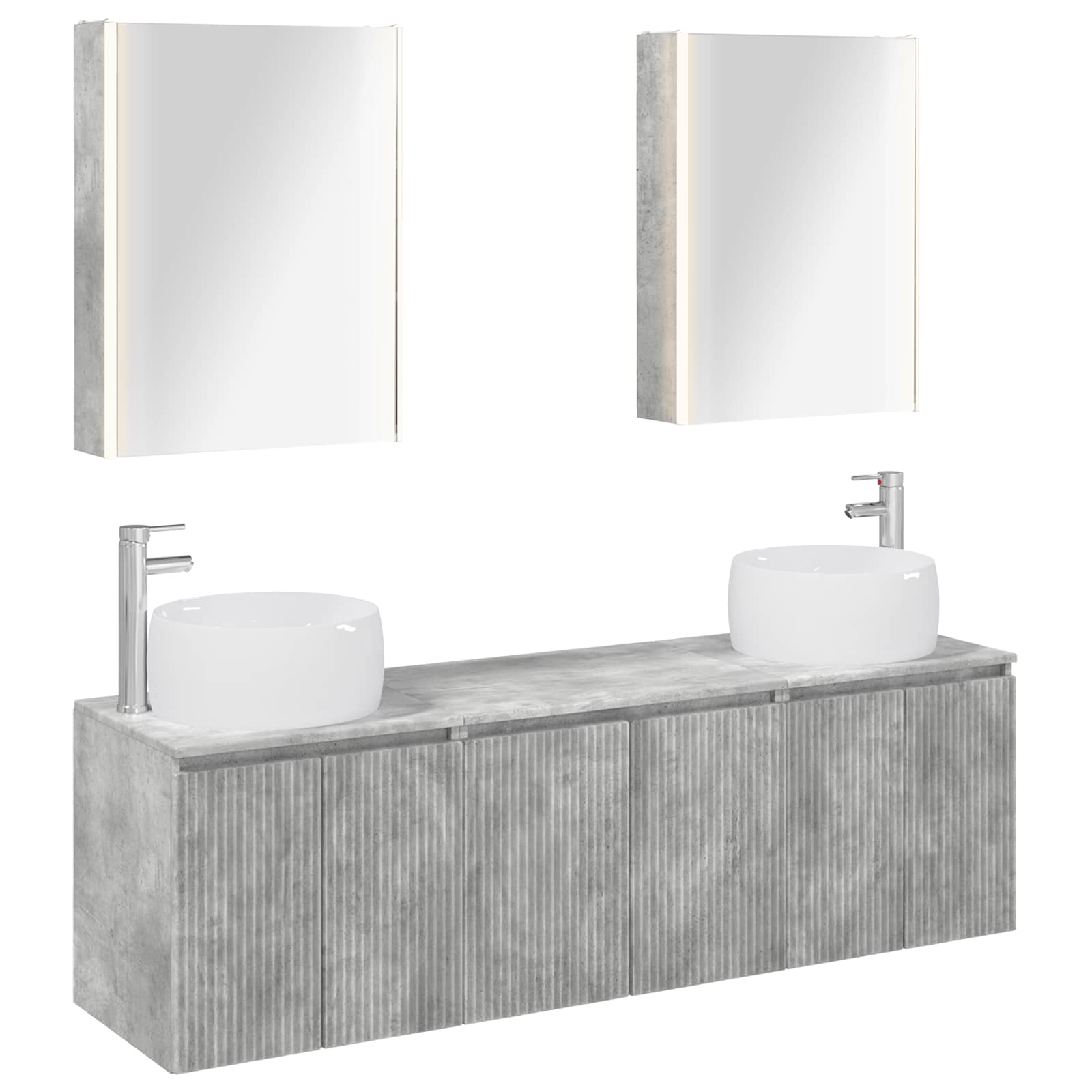 vidaXL Bathroom Cabinet Set 5 pcs Concrete Grey Engineered Wood 2