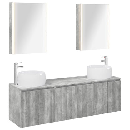 vidaXL Bathroom Cabinet Set 5 pcs Concrete Grey Engineered Wood 2