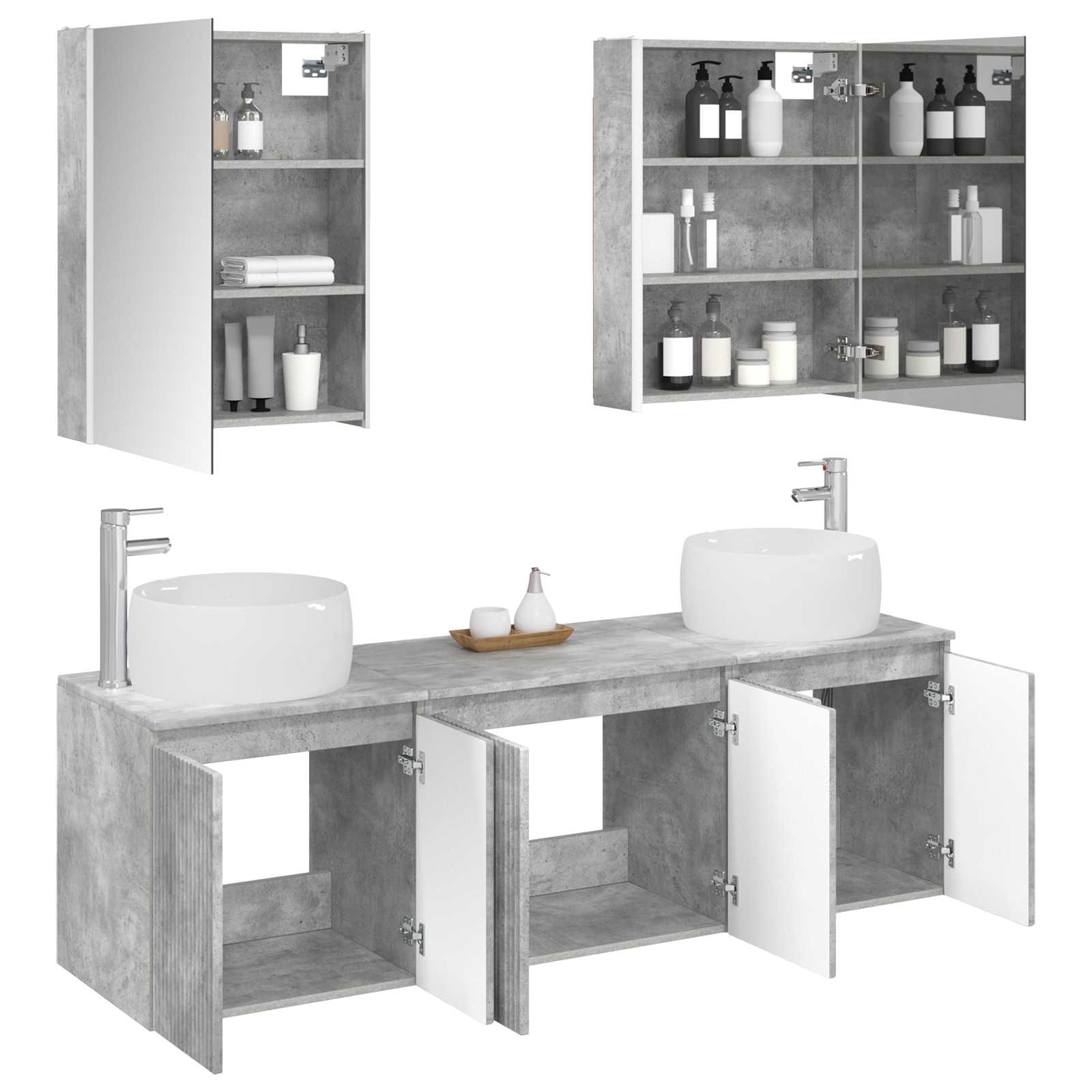 vidaXL Bathroom Cabinet Set 5 pcs Concrete Grey Engineered Wood 3