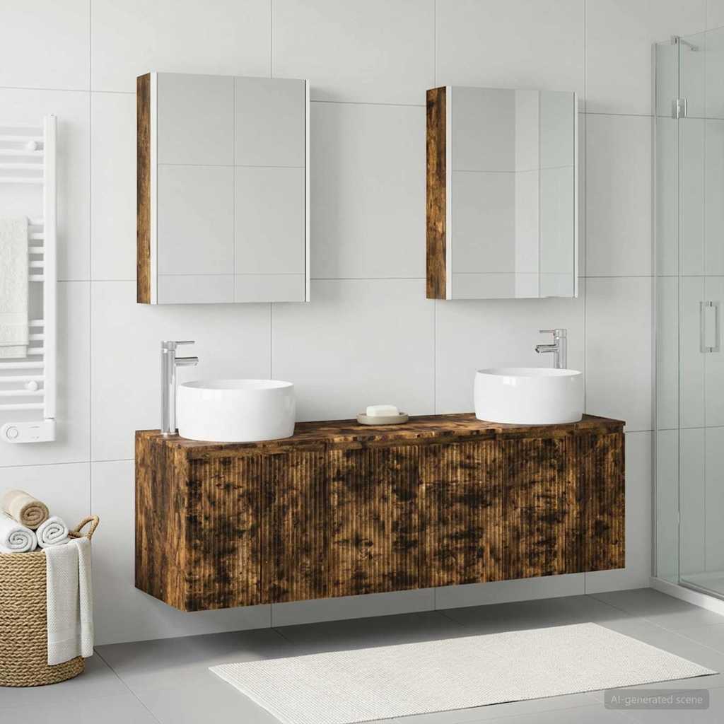 vidaXL Bathroom Cabinet Set 5 pcs Smoked Oak Engineered Wood 4