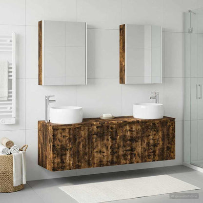 vidaXL Bathroom Cabinet Set 5 pcs Smoked Oak Engineered Wood 4