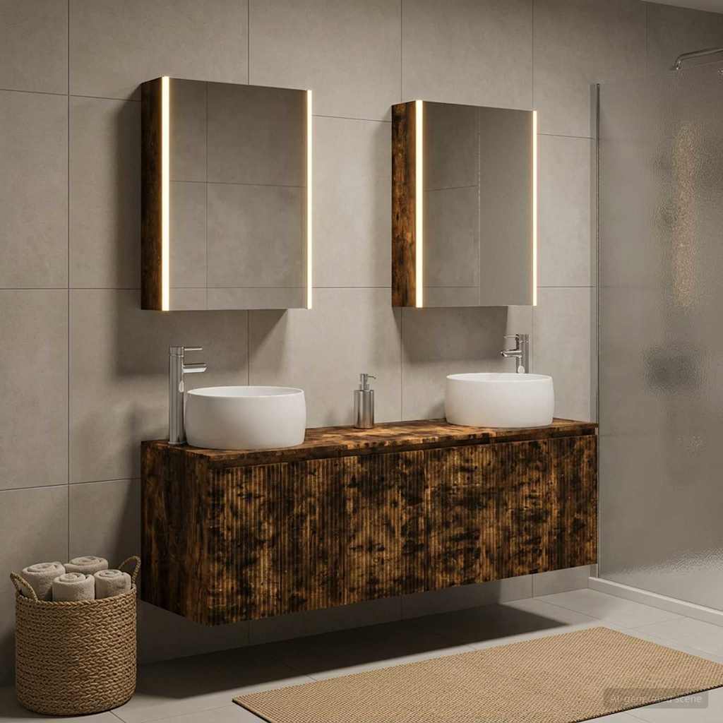 vidaXL Bathroom Cabinet Set 5 pcs Smoked Oak Engineered Wood 1