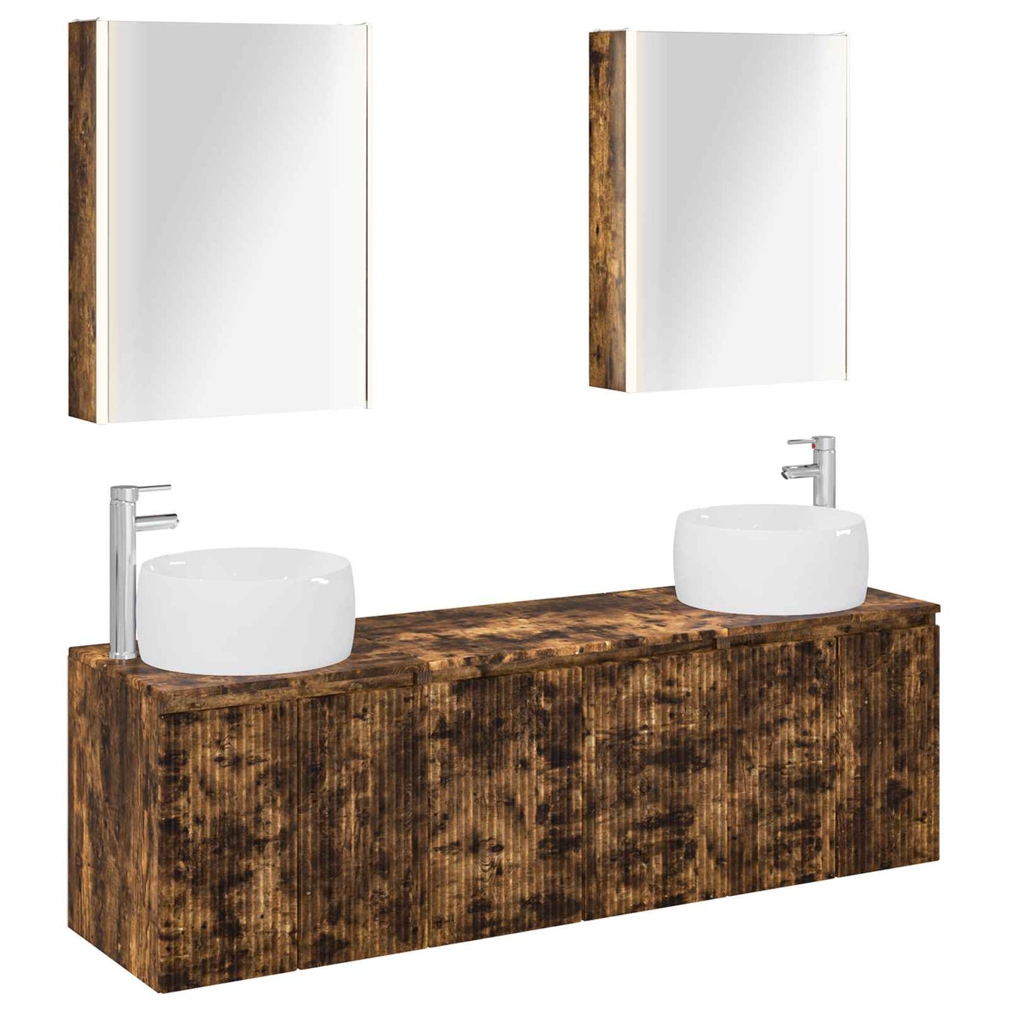 vidaXL Bathroom Cabinet Set 5 pcs Smoked Oak Engineered Wood 2