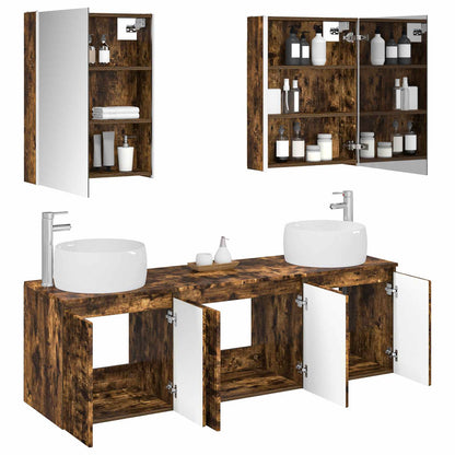 vidaXL Bathroom Cabinet Set 5 pcs Smoked Oak Engineered Wood 3