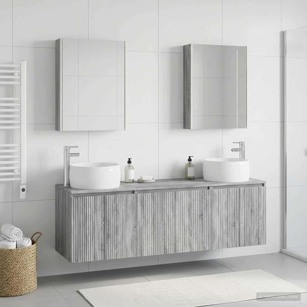 vidaXL Bathroom Cabinet Set 5 pcs Grey Sonoma Engineered Wood 4