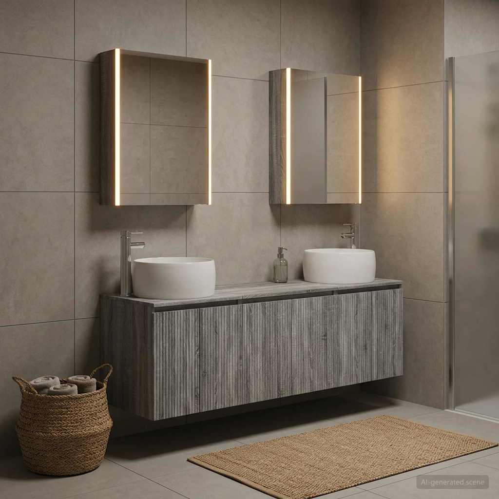 vidaXL Bathroom Cabinet Set 5 pcs Grey Sonoma Engineered Wood 1