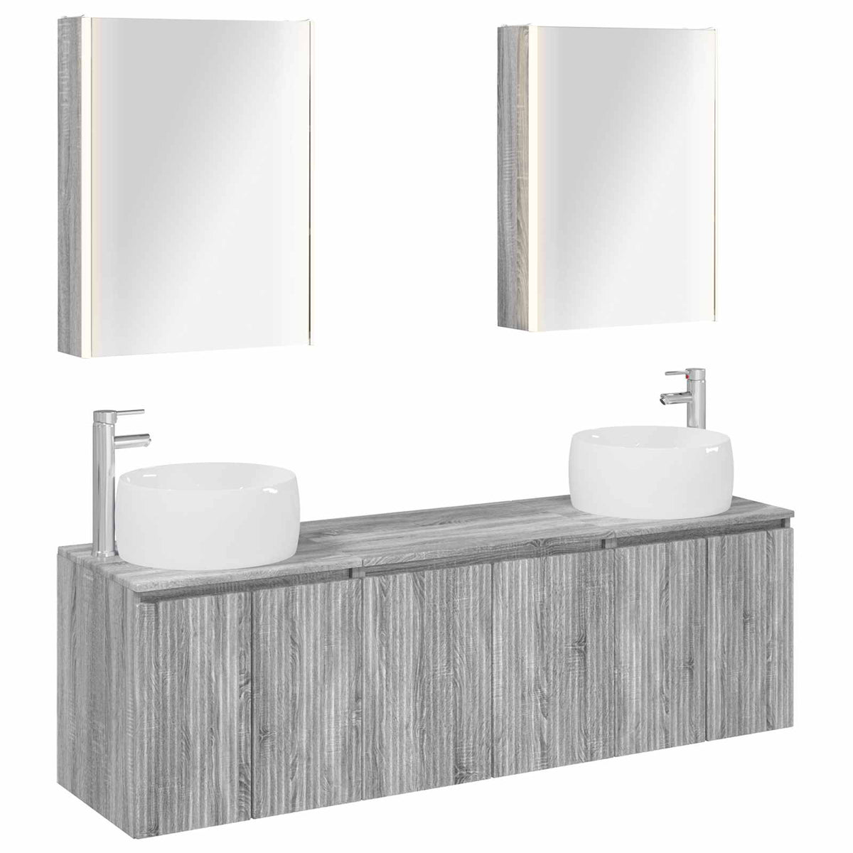 Bathroom Cabinet Set 5 pcs 53 x 15.5 x 70 cm Grey sonoma