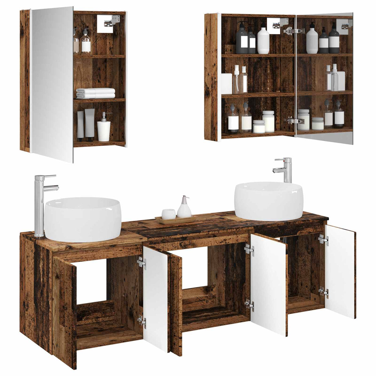 Bathroom Cabinet Set 5 pcs 53 x 15.5 x 70 cm Old wood