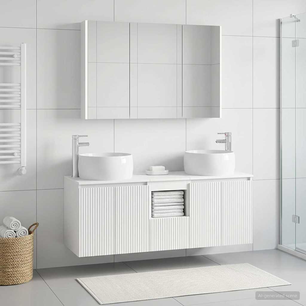 vidaXL Bathroom Cabinet Set 4 pcs White Engineered Wood 1