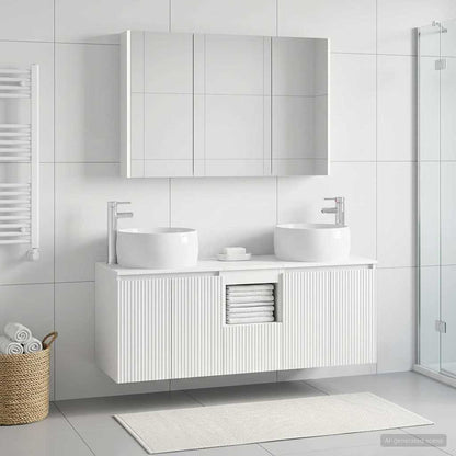 vidaXL Bathroom Cabinet Set 4 pcs White Engineered Wood 1