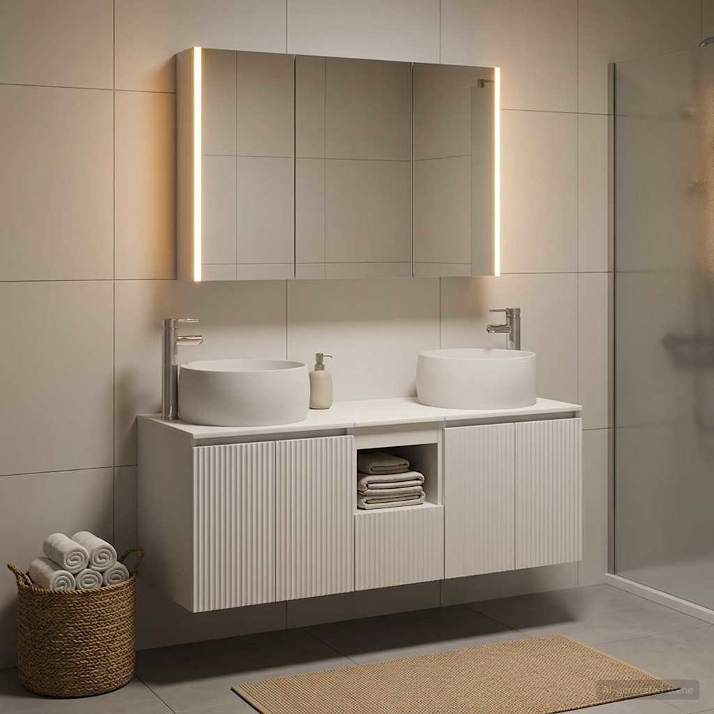vidaXL Bathroom Cabinet Set 4 pcs White Engineered Wood 4