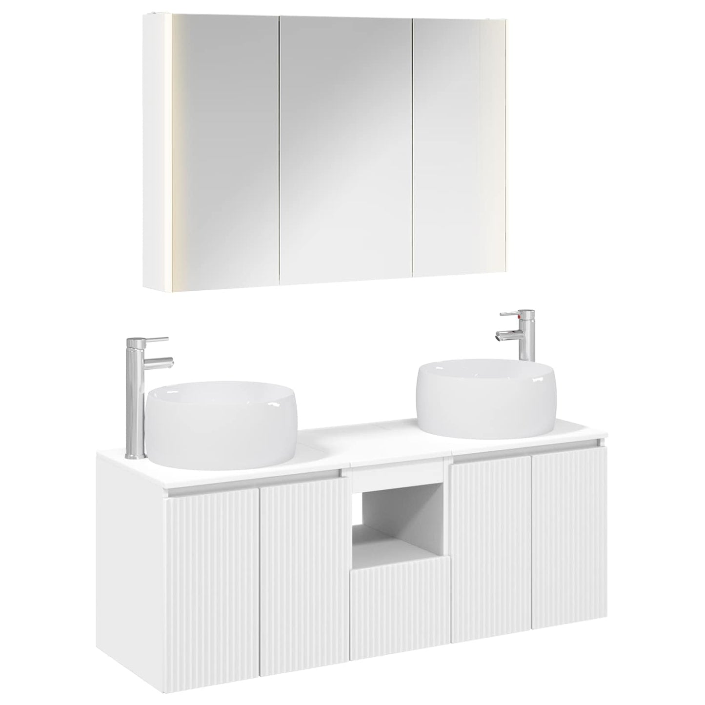 vidaXL Bathroom Cabinet Set 4 pcs White Engineered Wood 2