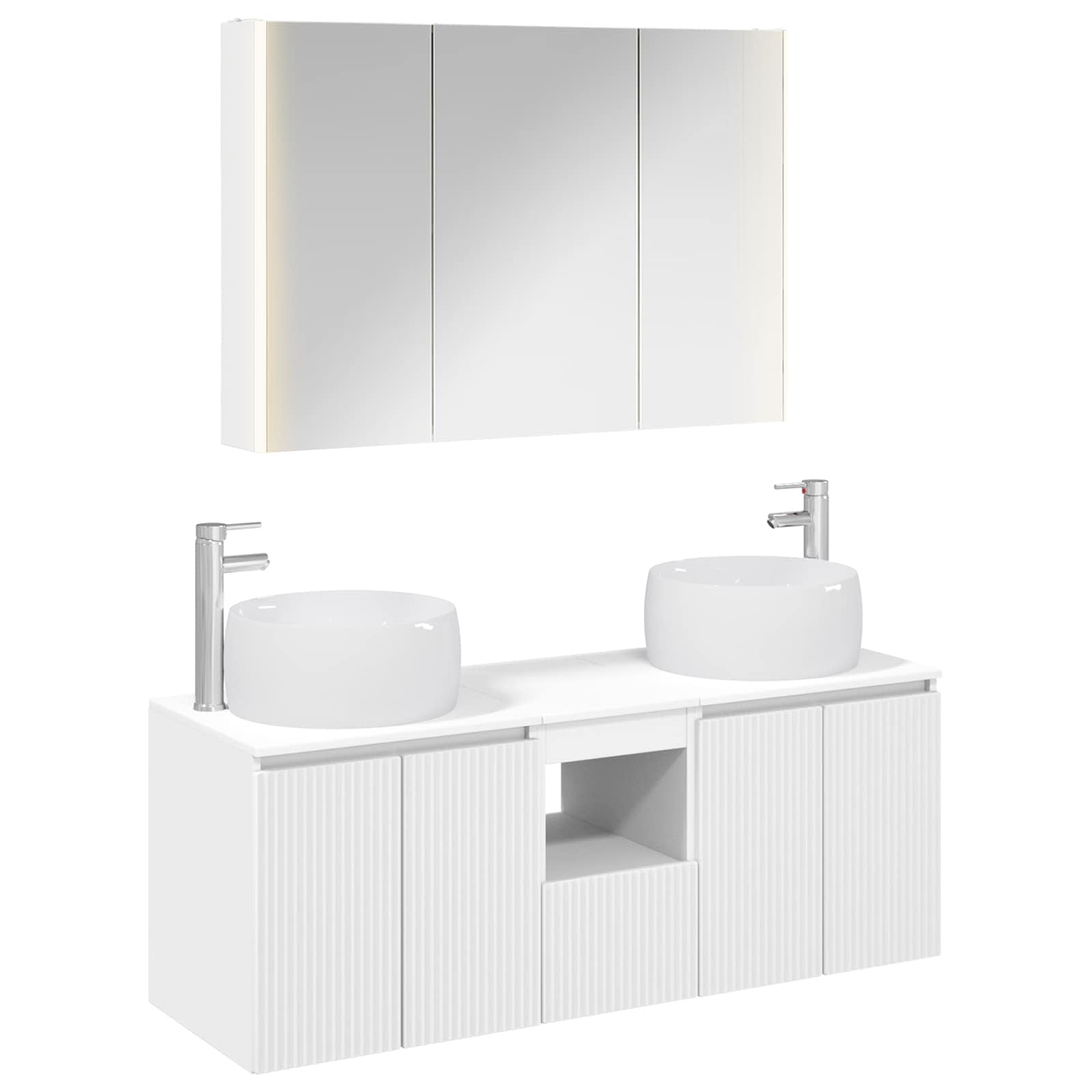 vidaXL Bathroom Cabinet Set 4 pcs White Engineered Wood 2