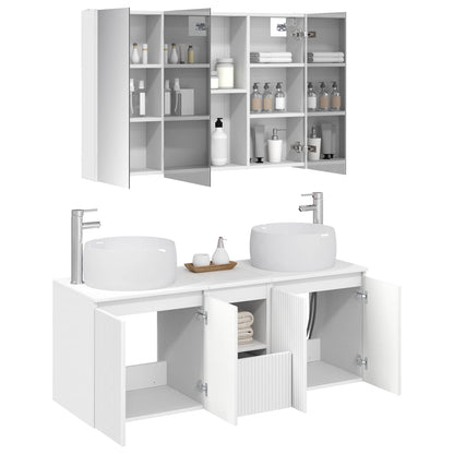 vidaXL Bathroom Cabinet Set 4 pcs White Engineered Wood 3