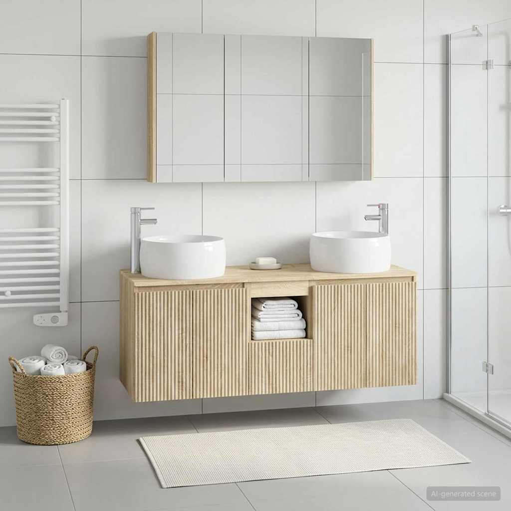 vidaXL Bathroom Cabinet Set 4 pcs Sonoma Oak Engineered Wood 4