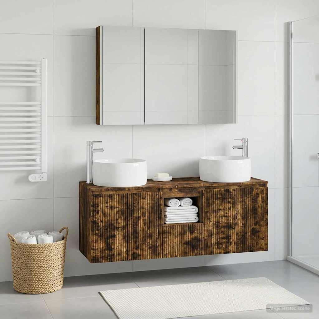 vidaXL Bathroom Cabinet Set 4 pcs Smoked Oak Engineered Wood 1