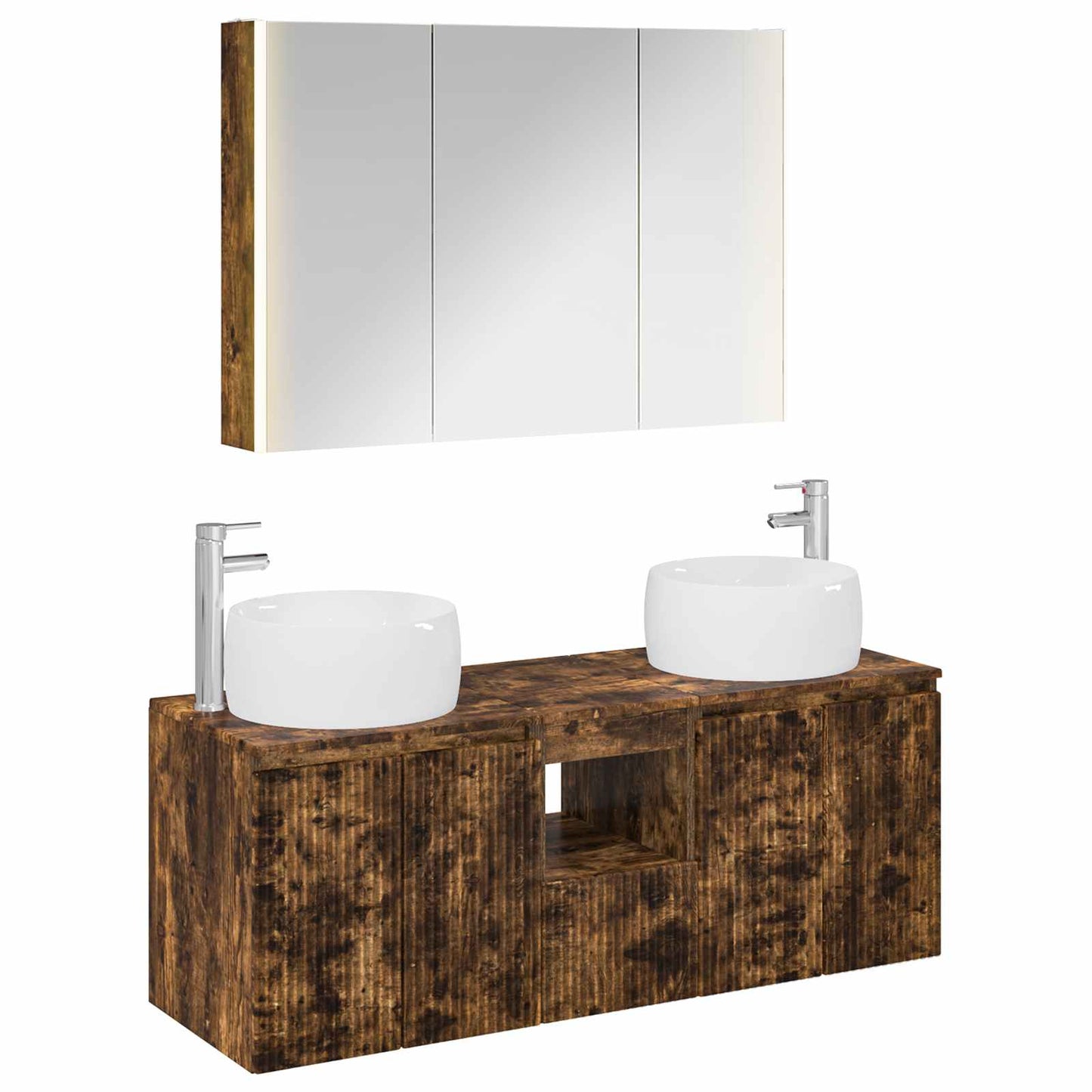 vidaXL Bathroom Cabinet Set 4 pcs Smoked Oak Engineered Wood 2