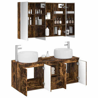 vidaXL Bathroom Cabinet Set 4 pcs Smoked Oak Engineered Wood 3