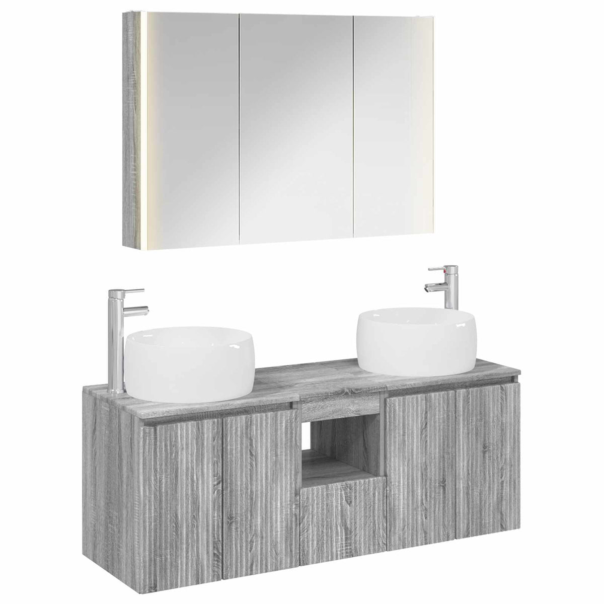 vidaXL Bathroom Cabinet Set 4 pcs Grey Sonoma Engineered Wood 2
