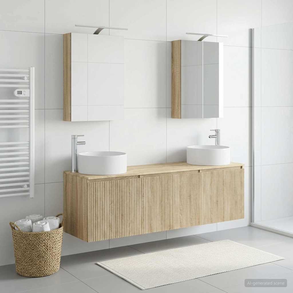 vidaXL Bathroom Cabinet Set 5 pcs Sonoma Oak Engineered Wood 4
