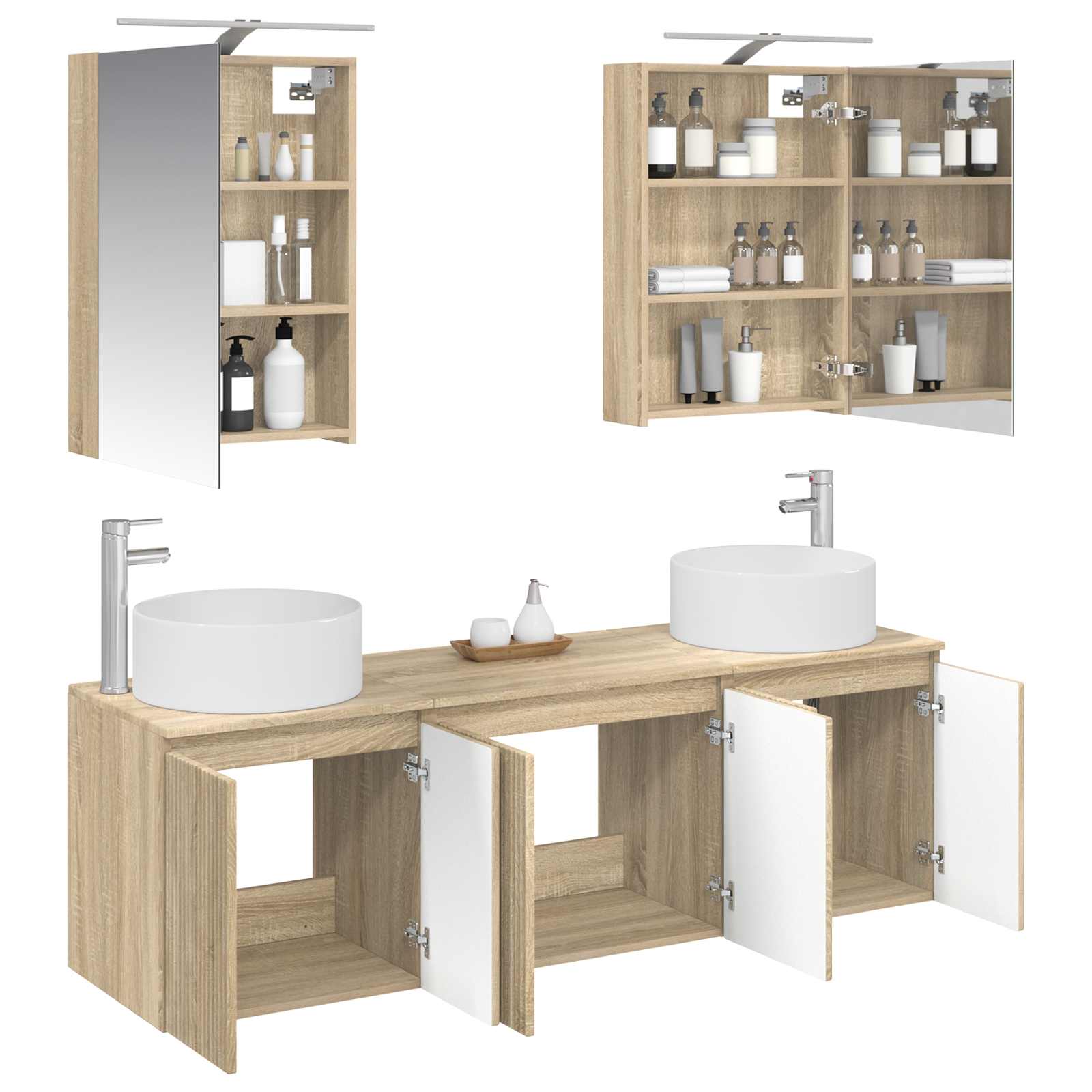 vidaXL Bathroom Cabinet Set 5 pcs Sonoma Oak Engineered Wood 3