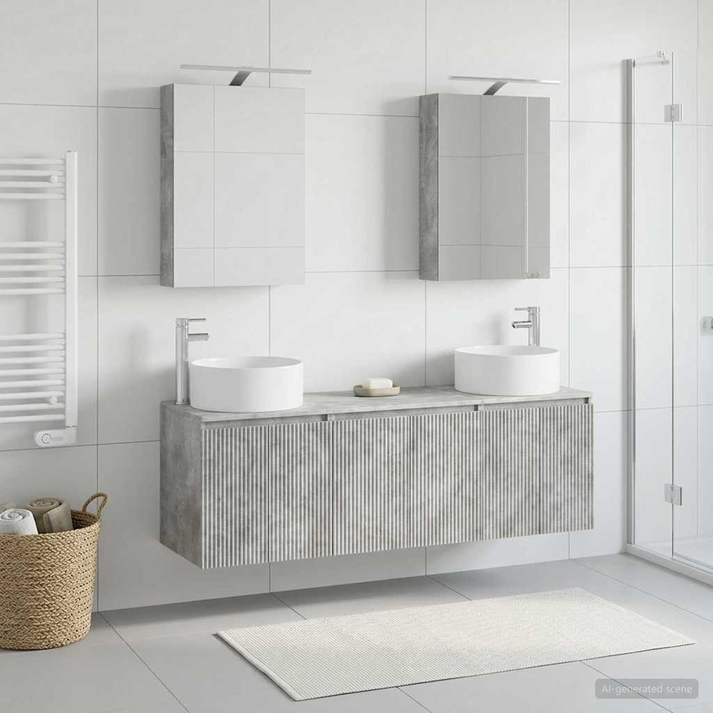 vidaXL Bathroom Cabinet Set 5 pcs Concrete Grey Engineered Wood 1