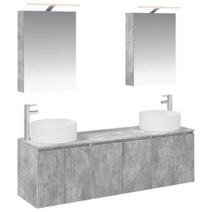 vidaXL Bathroom Cabinet Set 5 pcs Concrete Grey Engineered Wood 2