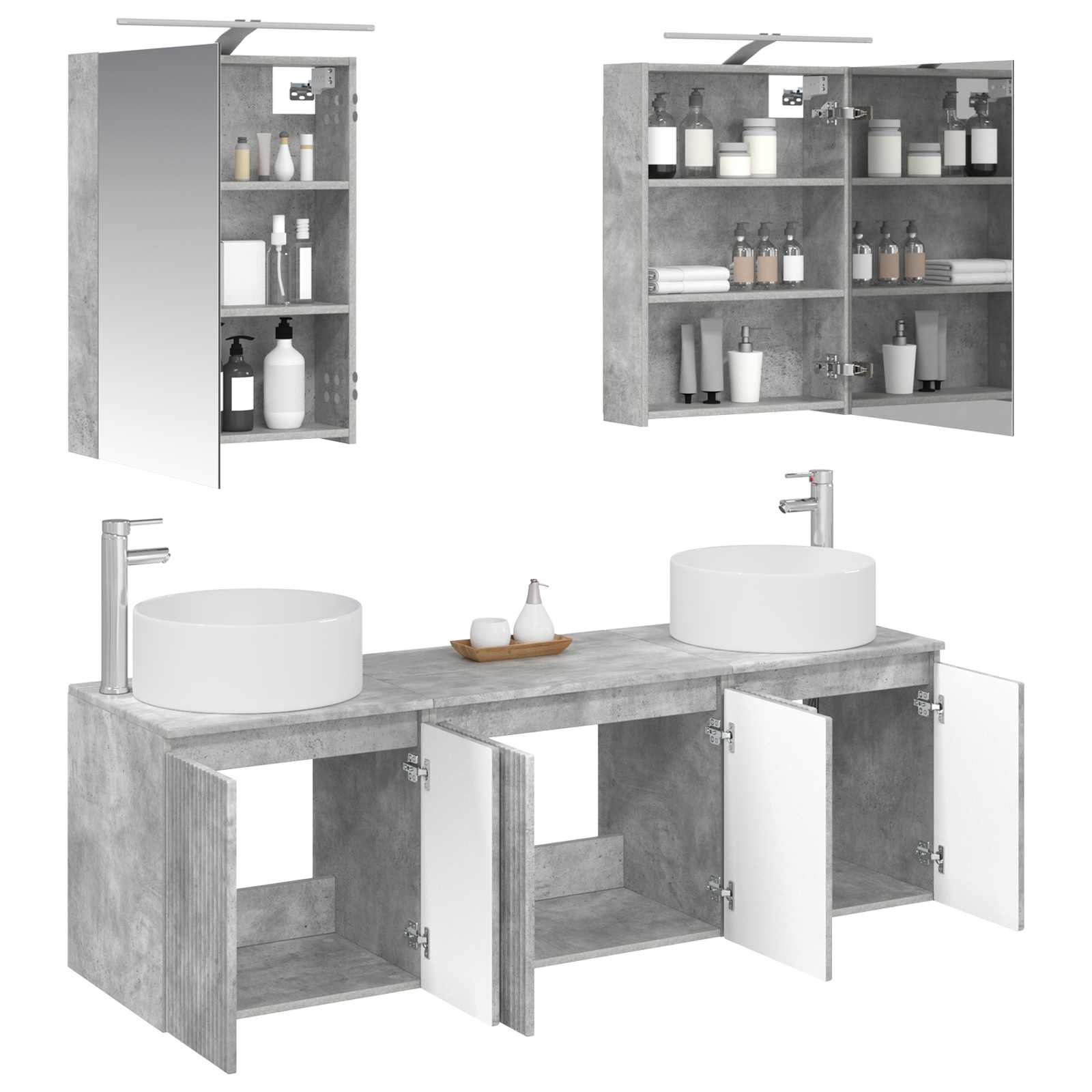 vidaXL Bathroom Cabinet Set 5 pcs Concrete Grey Engineered Wood 3