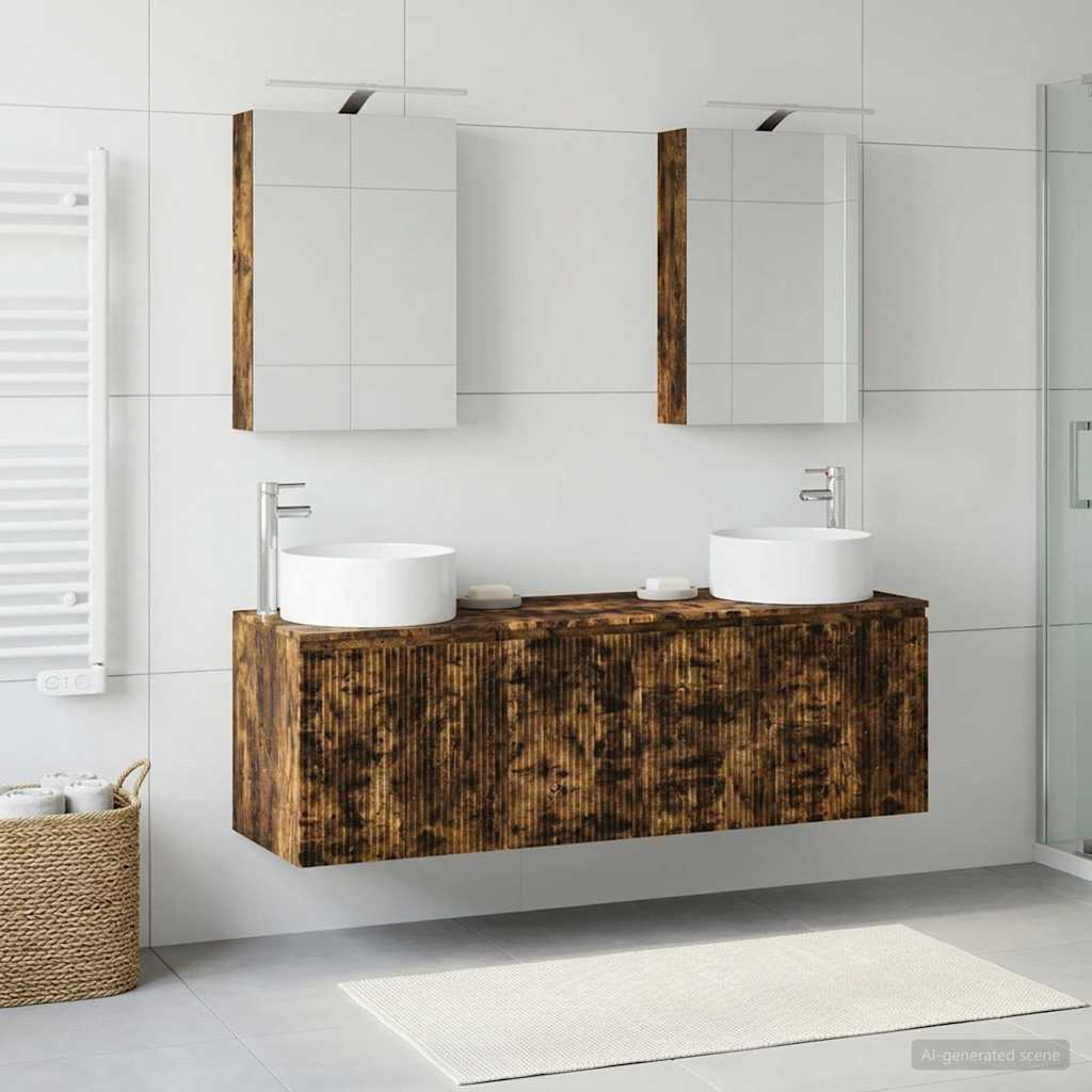 vidaXL Bathroom Cabinet Set 5 pcs Smoked Oak Engineered Wood 4