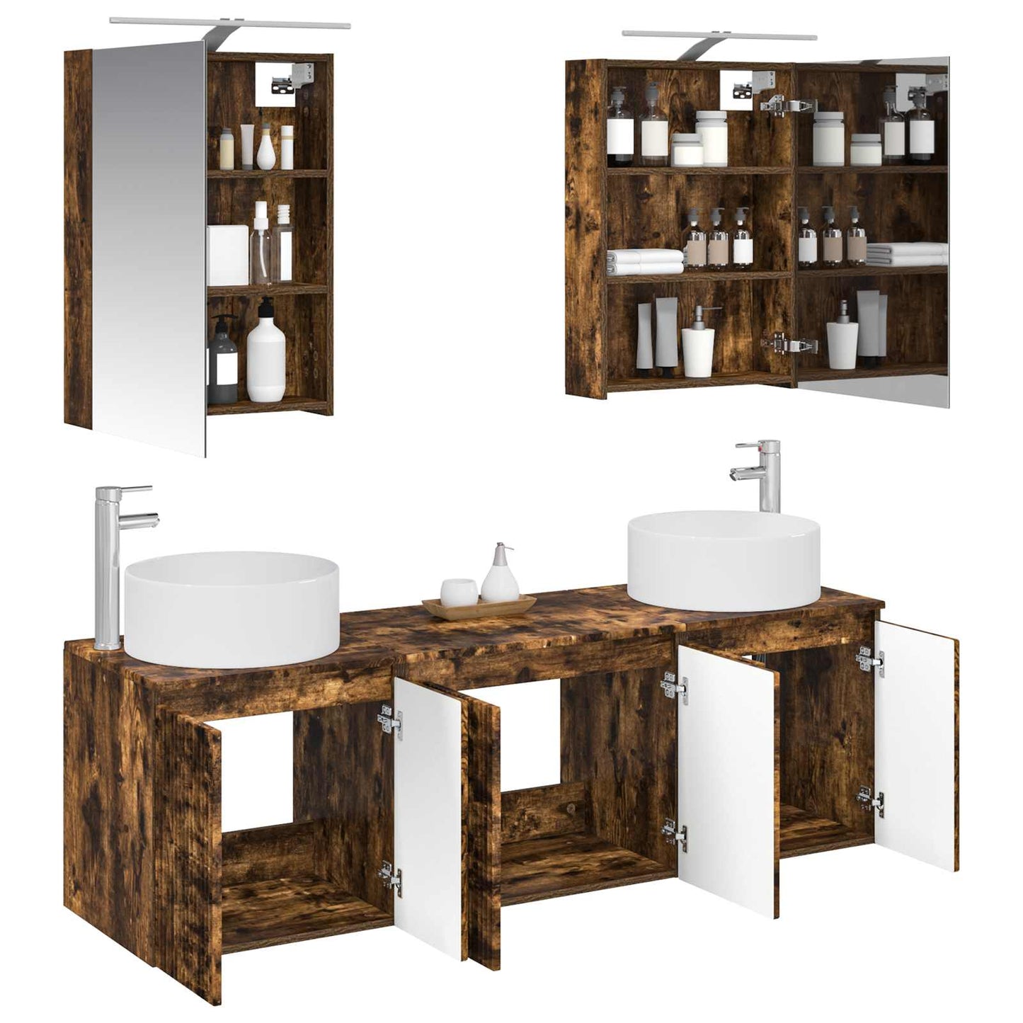 vidaXL Bathroom Cabinet Set 5 pcs Smoked Oak Engineered Wood 3