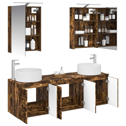 vidaXL Bathroom Cabinet Set 5 pcs Smoked Oak Engineered Wood 3